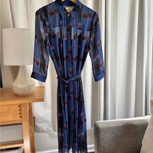 Elegant Blue Patterned Dress